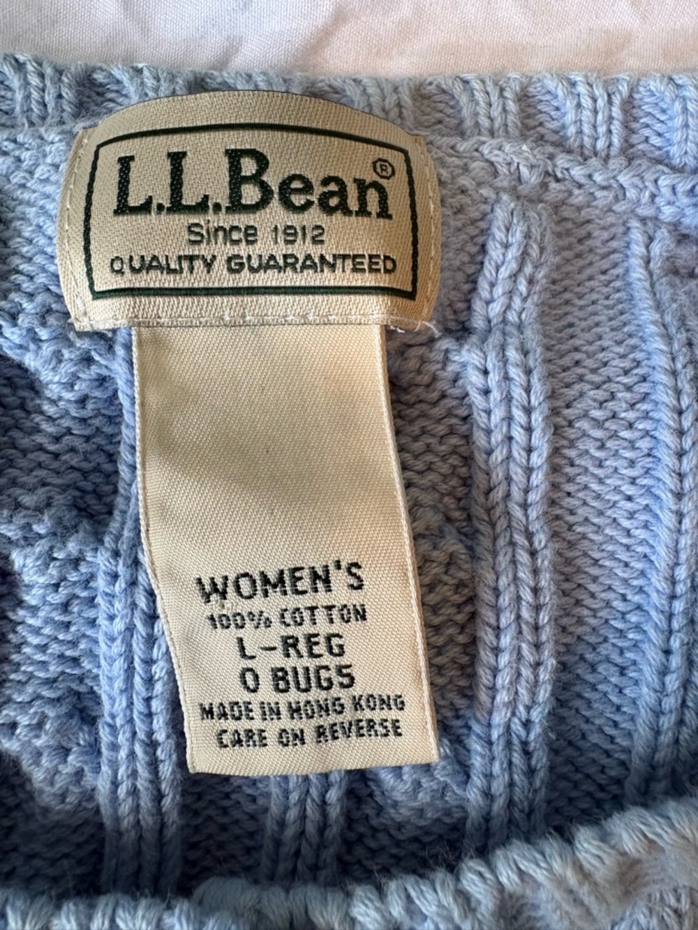 L.L. Bean Light Blue Cable Knit Cardigan - Picture 3 of 6
